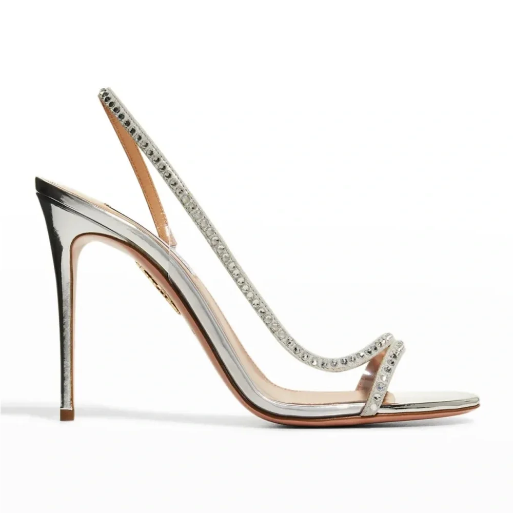 NWT Aquazzura Crystal Metallic d'Orsay Pump Sandals - Picture 1 of 7